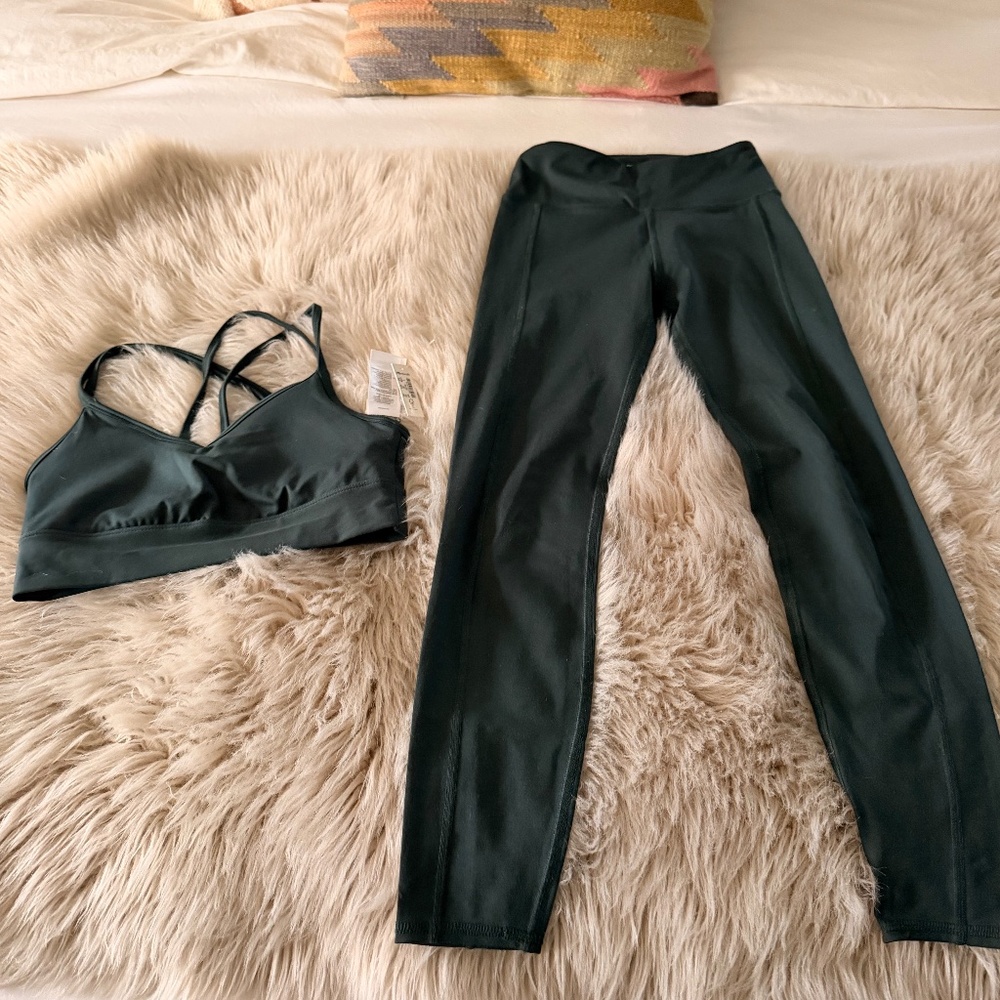 MADEWELL FLEX HIGH RISE 25” LEGGINGS (XS) and bra (S) set